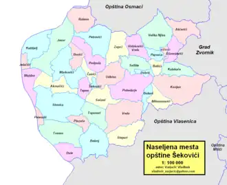 Община Шековичи на карте