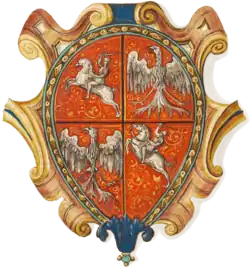 Герб Речи Посполитой — польско-литовского государства в конце XVI — XVIII веках: польский орёл и Погоня - герб Великого княжества Литовского