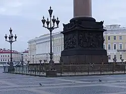 Декоративные фонари у Александровской колонны. 1876. Санкт-Петербург, Дворцовая площадь