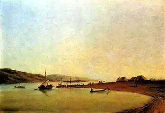 «Перевоз через Волгу в Симбирске», худ. А. И. Иванов (1818—1863) (Левый берег Волги).