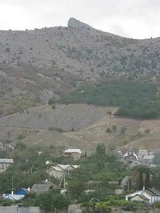 Баш-Пармак из Весёлого в ракурсе напоминает большой палец