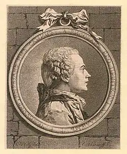Е. Чемесов по рисунку Ж. Л. де Велли. Автопортрет (Е. Чемесов). Резец, офорт, сухая игла. 1764-1765.