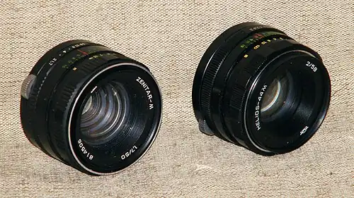 Штатные объективы «Зенитар-М» и «Гелиос-44М»