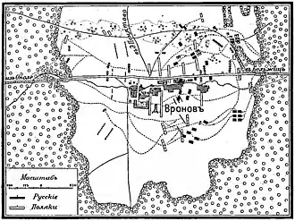 Театр военных действий (карта-схема из статьи «Вронов» «Военная энциклопедия Сытина»)