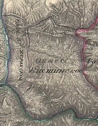 Кистинка, историческое название двух рек (Ӏарам-хий и Оахкара-хий) в области этнотерриториального ингушского общества «кистинцы» на карте Кавказского края 1838 года