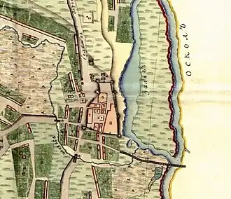 Купянская крепость на плане конца XVIII века