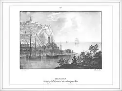 Крепость Килия-Нова Бессарабии на Чёрном море&nbsp;– Литография 1825 года Kunike Anno