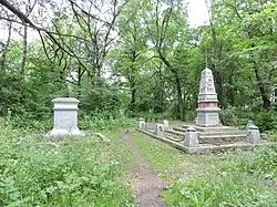 Могила С. И. Мосиеева (слева) и братская могила красноармейцев (справа)