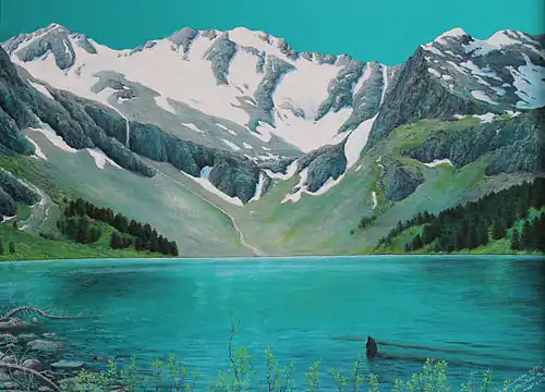 "Озеро Мультинское"Акварель, шелк