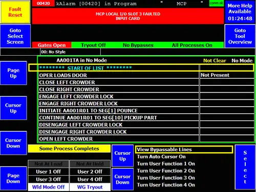 Список команд для работы отдельного оборудования или механизма.