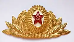 Кокарда с эмблемой к фуражке и берету для парадной формы одежды офицеров СА ВС Союза ССР, 1969 — 1991 годов.