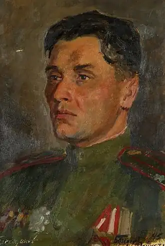 Портрет Плеходанова,художник-фронтовик Б. Ф. Фёдоров, 1945г.