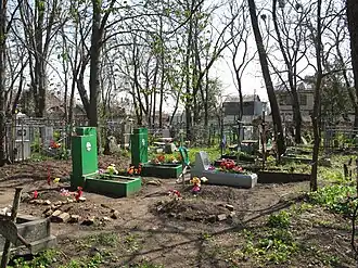 Предполагаемое место захоронения генерала Ренненкампфа на старом кладбище в Таганроге. На большом участке братской могилы 1918 года давно ряды советских надгробий.