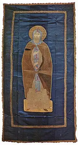 Преподобный Григорий Пельшемский, пелена, XVI в.