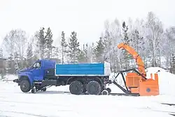 Путевая машина MART3 для очистки и вывоза снега с автономным модульным шнекороторным снегоочистителем ПТМ-2500СФ