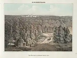 Вид Валаамского монастыря с колокольни Большого скита. 1863 г.