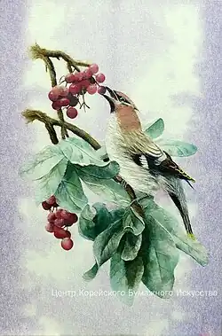 «Свиристель», картина в технике хандигырим