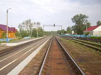 Станция Вернадовка. Вид на запад, в сторону Ряжска и Кустарёвки. 2012 год.