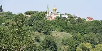 Церковь Бориса и Глеба на фоне ландшафта Вышгорода