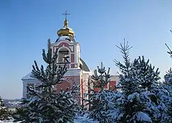 Вид церкви в зимний день