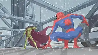 Человек-паук сражается с Мистерио на мосту