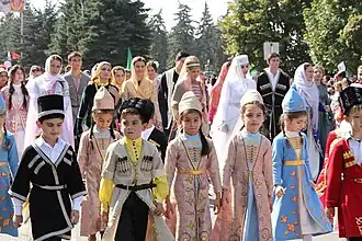 Праздничное шествие в городе Баксан