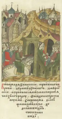 Юрий и Олег выезжают навстречу монгольским послам