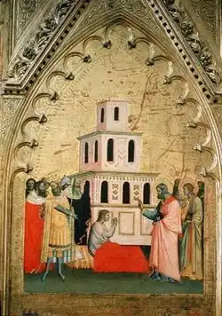 Сввятой Матфей воскрешает царского сына. Деталь алтаря