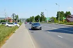 Улица Кул Гали: вид в сторону посёлков Восточный и Алтан (июнь 2019)