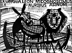 «От Осла уши». Линогравюра, 42х56, 2018