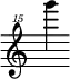 { \new Staff \with { \remove "Time_signature_engraver"} {\clef "treble^15" g'''''4}}