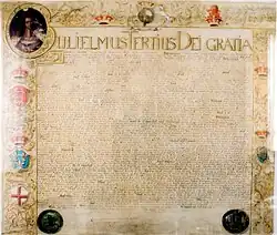 Акт о престолонаследии; крупным шрифтом выделено начало: «Вильгельм Третий, Божьей милостью»