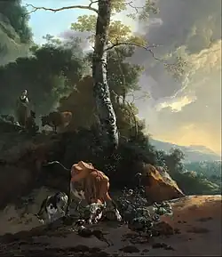 Пейзаж с разъярённым быком. Между 1665 и 1670. Холст, масло. Художественная галерея Нового Южного Уэльса, Сидней, Австралия