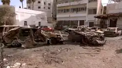 Двор больницы «Аль-Ахли» в Газе после попадания ракеты