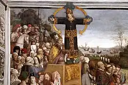 А. Аспертини. Перенесение Святого лика в Лукку. 1508-1509. Фреска. Капелла Сант-Агостино, Церковь Сан-Фредиано, Лукка