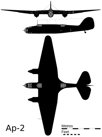 Проекции бомбардировщика Ар-2.