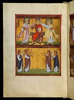 Оттон III или Генрих II, коронуемый святыми, Бамбергский Апокалипсис