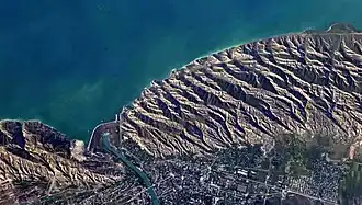 Вид на юго-восточную часть хребта Боздаг со спутника