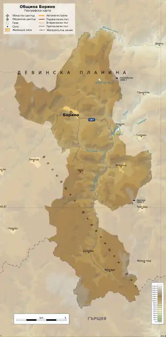 Община Борино на карте