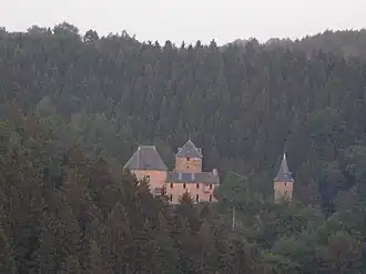 Замок на фоне окружающих его лесов