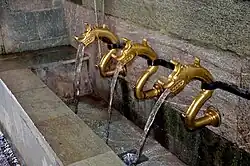 Литые изливы в виде драконов на источнике в Бигорском монастыре