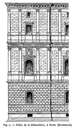 Палаццо Канчеллерия в Риме. Деталь фасада. 1513. Архитектор Д. Браманте. Обмерный чертёж
