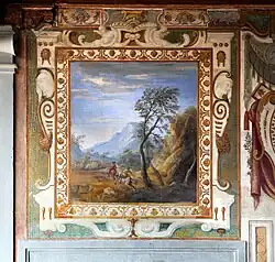 Пейзаж с гротесками и гербом Медичи. 1589—1608. Фреска. Вилла Петрайя, Флоренция