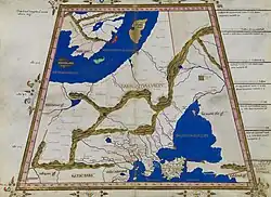 Аорсы на карте Европейской Сарматии обозначены на берегу Балтики (около 150 года н. э.)