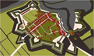 Реконструкция крепости Делфзейл при отливе в 1814 году