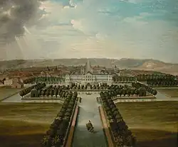 Вид на замок и город Коммерси (XVIII век)