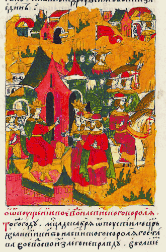 Лицевой летописный свод: «Об отпущении воевод на шведского короля. В том же году в месяце декабре отпустил царь и великий князь на Шведского короля Густава воевод своих за его неправду: в большом полку боярин и воевода князь Петр Михайлович Щенятев да боярин и воевода князь Дмитрий Федорович Палецкий. (...) В сторожевом полку — князь Димитрий Семенович Шастунов да Петр Петрович Головин».