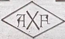 Клеймо Alexis Falize — «AxF» в ромбе (Bapst et Falize и Falize Frères использовали другие клейма)