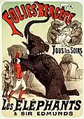 Рекламный плакат представления Les Elephants & Sir Edmunds, 1904