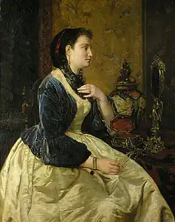 Портрет дамы, надевающей украшения. До 1903. Холст, масло. Частное собрание